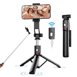 Portable selfie stick, 4-in-1 extendable   mount with a detachable wireless remote and  holder, 360° rotating mini travel  compatible with iPhone 16/15/14/13 Pro and Android