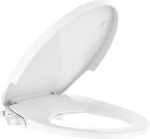 Non‑Electric Round Bidet Seat with Dual Nozzle – Toilet Bidet Attachment for Hygiene & Bathroom Use, Adjustable Water Stream & Self‑Cleaning Nozzles, PP Toilet Seat for Home