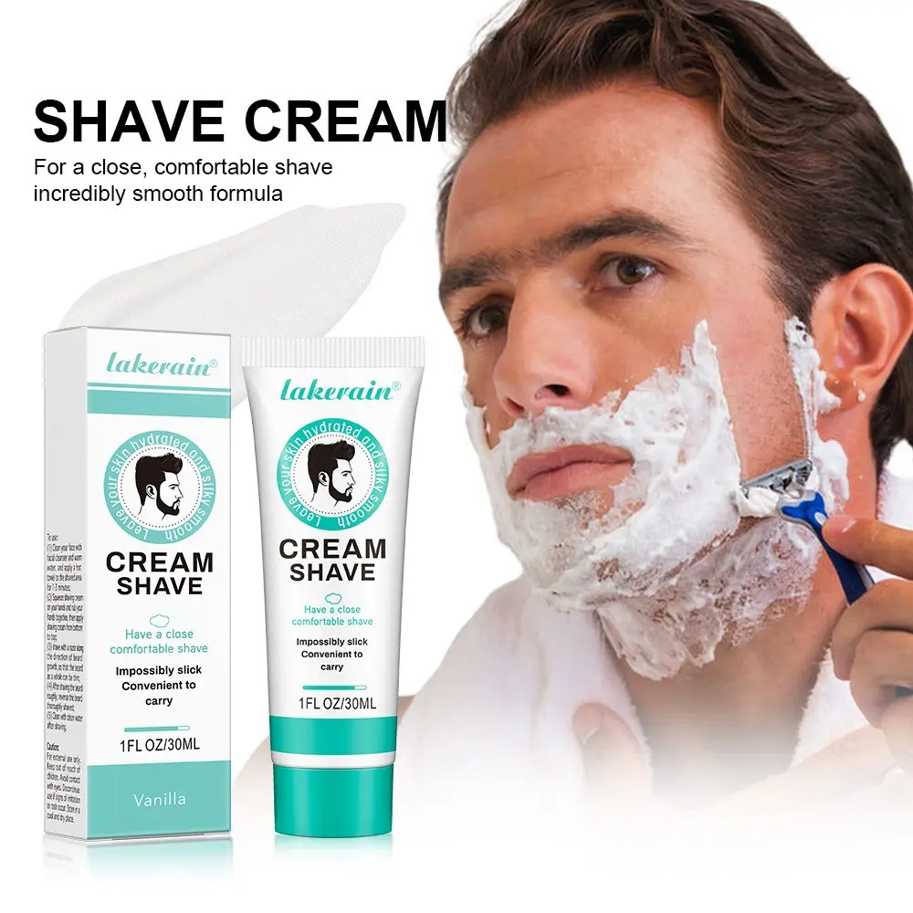 30ML Gentle Smooth Vanilla Shaving Cream for Men, Softens Beards, Reduces Irritation, Easy to Shave, Non-Irritating, Home Use Shaving Essentials