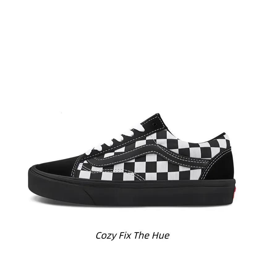 Canvas Upper Checkerboard Skate Sneakers Shock Absorbing Sole Lower Walking Pressure For Downtown Shopping Neighborhood Strolls