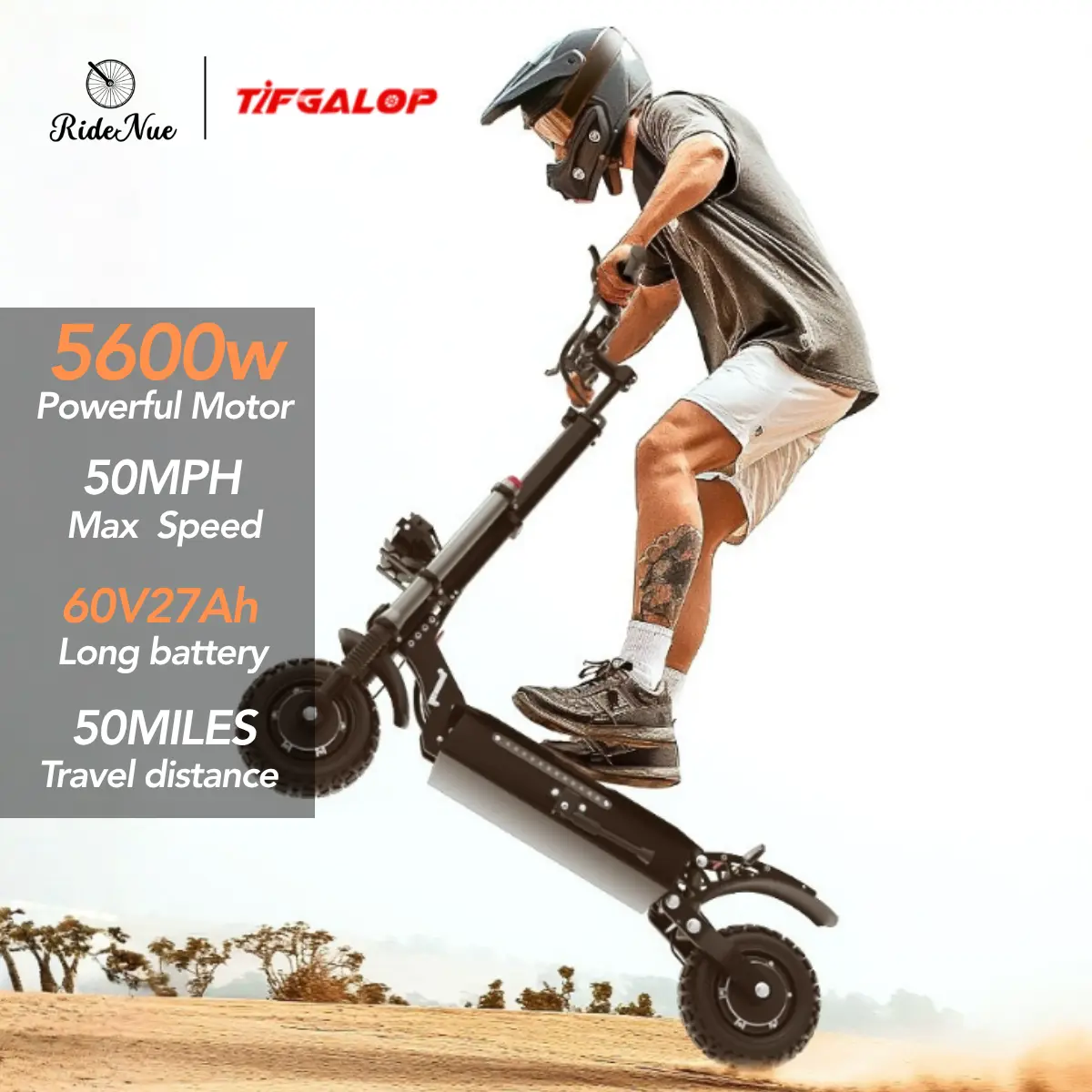 Tifgalop T88 Electric Scooter for Adults, 5600W Peak Dual Motor, 60V 27Ah Battery, 50MPH Max Speed, 45° Climb, Off-Road Tires, Hydraulic Suspension, Long Range 50 Miles，UL 2272 certified