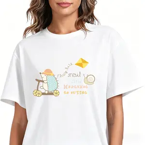 Cute Hedgehog & Snail Outing Graphic T-Shirt