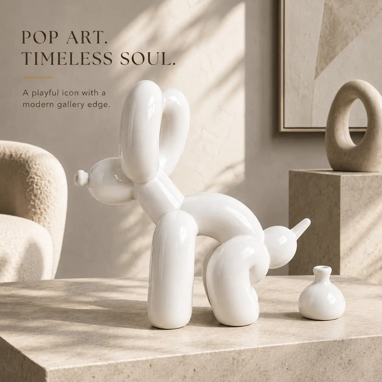 Funny Pooping Balloon Dog Figurine, White Resin Dog Sculpture, Quirky Modern Desk Decor for Office, Bathroom, Bookshelf, Coffee Table, Bedroom or Entryway, Gag Gift, White Elephant Gift, Birthday Gift for Dog Lovers and Friends, Home Accent