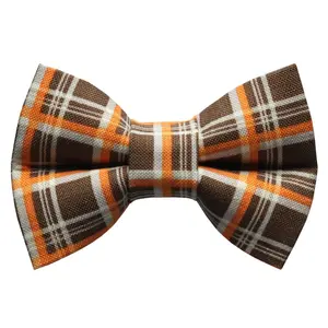 Cat Bow Tie - "The Down to Earth" - Brown Orange Plaid Bow Tie for Cat Collar / Fall, Autumn / Cat, Kitten + Small Dog Bowtie