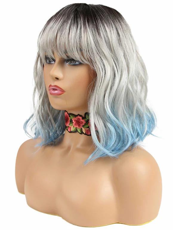 Noble Natural Wave 12 inches Short Curly BOB Hair Wigs Ombre Color Synthetic Wig