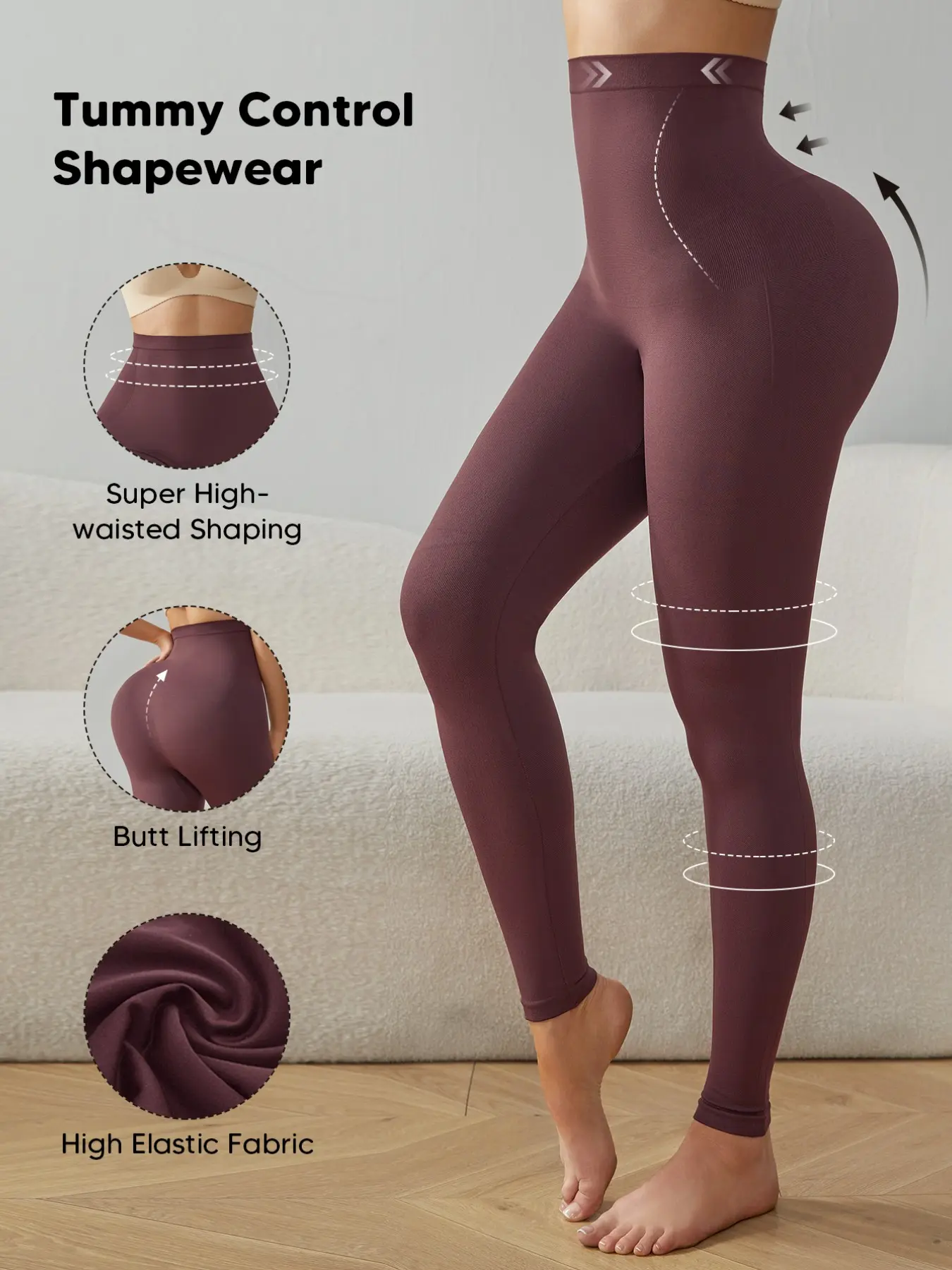 Women's Seamless High Waisted Athletic Tummy Control Shaping Leggings High Compression Fit – Butt Lift Compression Shapewear, Non-See Through Workout Pants for Gym, Yoga & Postpartum (Black / Navy / Burgundy / Coffee)