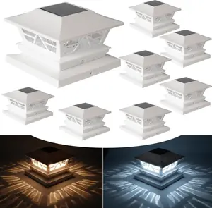 4/6/8 Pack 4x4 5x5 6x6 PostsSolar Outdoor Fence Post Lights, 2 Modes Post Cap Lights Waterproof Color Changing Warm White/Cool White for Yard, Garden, Porch, Patio Decor