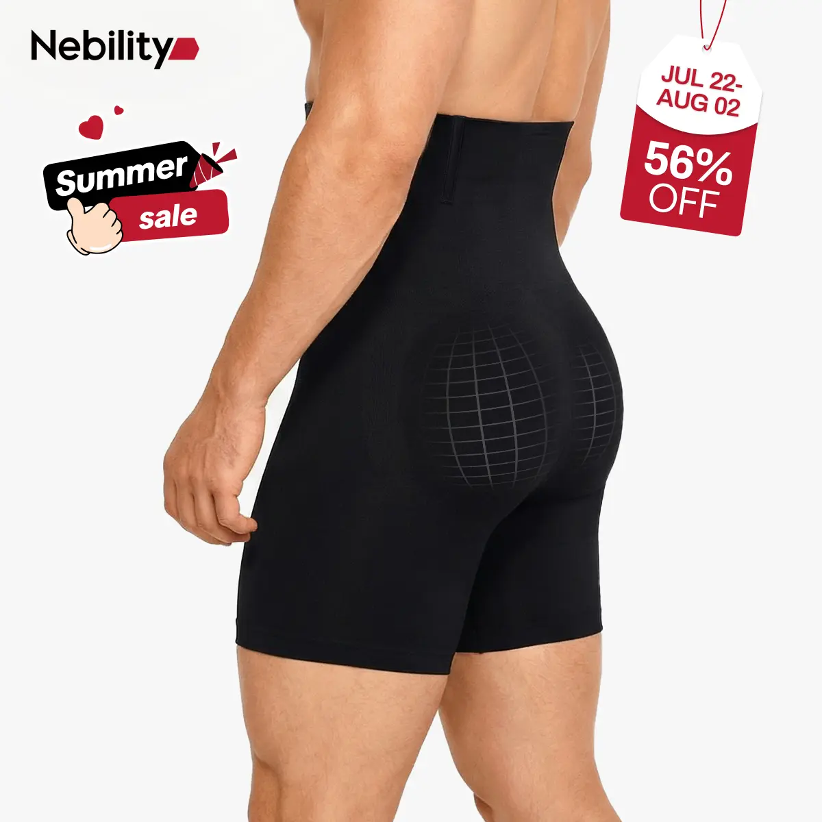 【Upgraded】Nebility Men’s High-Waist Tummy Control Shapewear, Slimming Compression Boxer Briefs Underwear, Seamless Belly Slim Fit,fathersdaygift