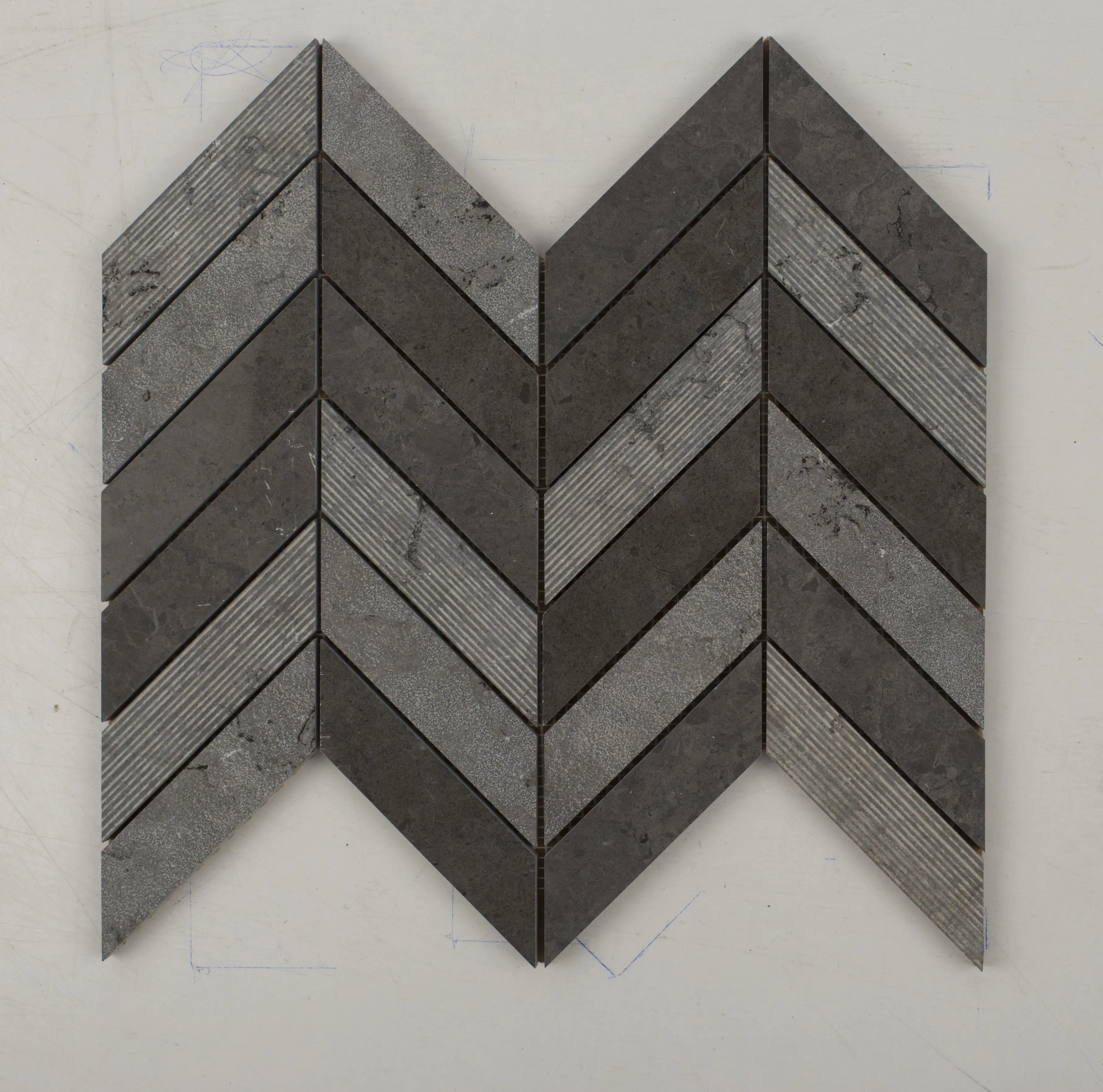Milly Grey Chevron Limestone Mosaic Tile