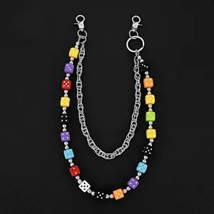 2026 New Double Layer Acrylic Dice Waist Chain Hip Hop Punk Unisex Novelty Pants Chain #summervibes