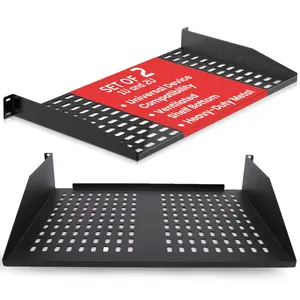 19" Durable Metal Server Rack Shelf - 2 Pack | Ventilated Steel Rack Mount Tray with 110lbs Capacity - Heavy Duty Universal Rack for Stage & Studio Use