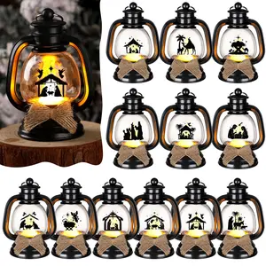 Easter Gifts12/24 PcsMini Religious Lanterns Glowing Easter The Birth of Jesus LED Candles Small Church Decor Hanging Christmas Lamp Perfect for Christian Baptism Family Friends Coworkers for Religious Easter Theme Party Sunday School Bible Study Favors