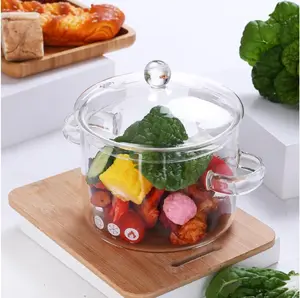 Glazzit Glass Cooking Pots on Stove -  Glass Saucepan with Cover - Heat-Resistant Clear Glass Stovetop Pot and Pan with Lid for Pasta Soup, Baby Food, Tea and Salad - Glass Simmer Pot and clear pot. Glass cooking pan and Glass cookware