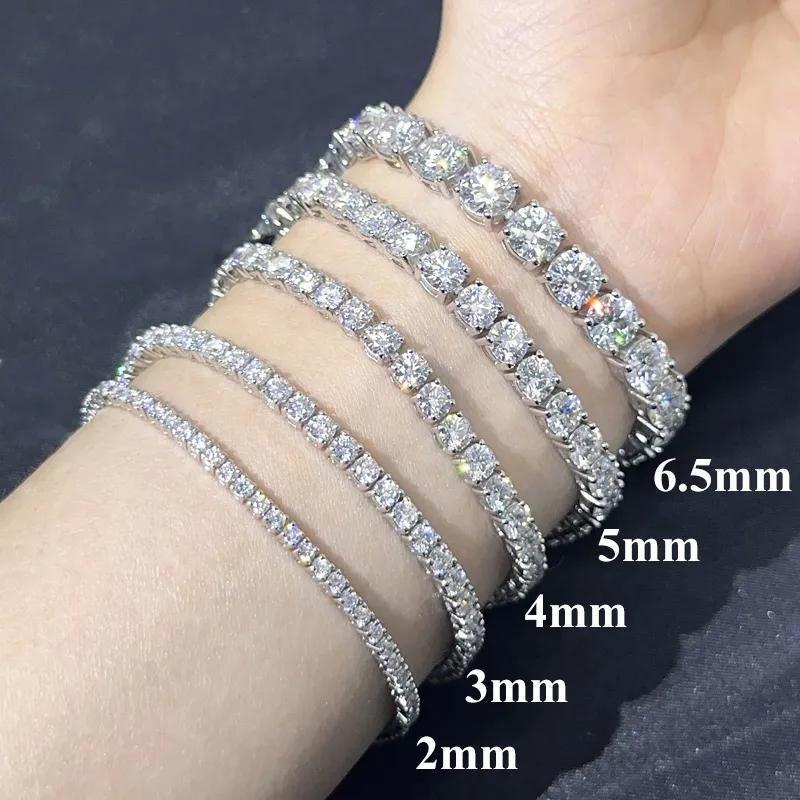 2025 New Unisex Hip Hop Moissanite Tennis Chain for Women Original 925 Sterling Silver Gold Man Moissanite Bracelet Chain Hiphop