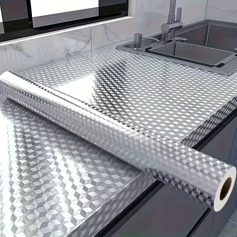 Heat-Resistant Aluminum Foil Stove Wall Sticker - Self-Adhesive, Waterproofing, Oil-Proof Home Decor Backsplash for Kitchen Cabinets, Countertops, Renters Friendly