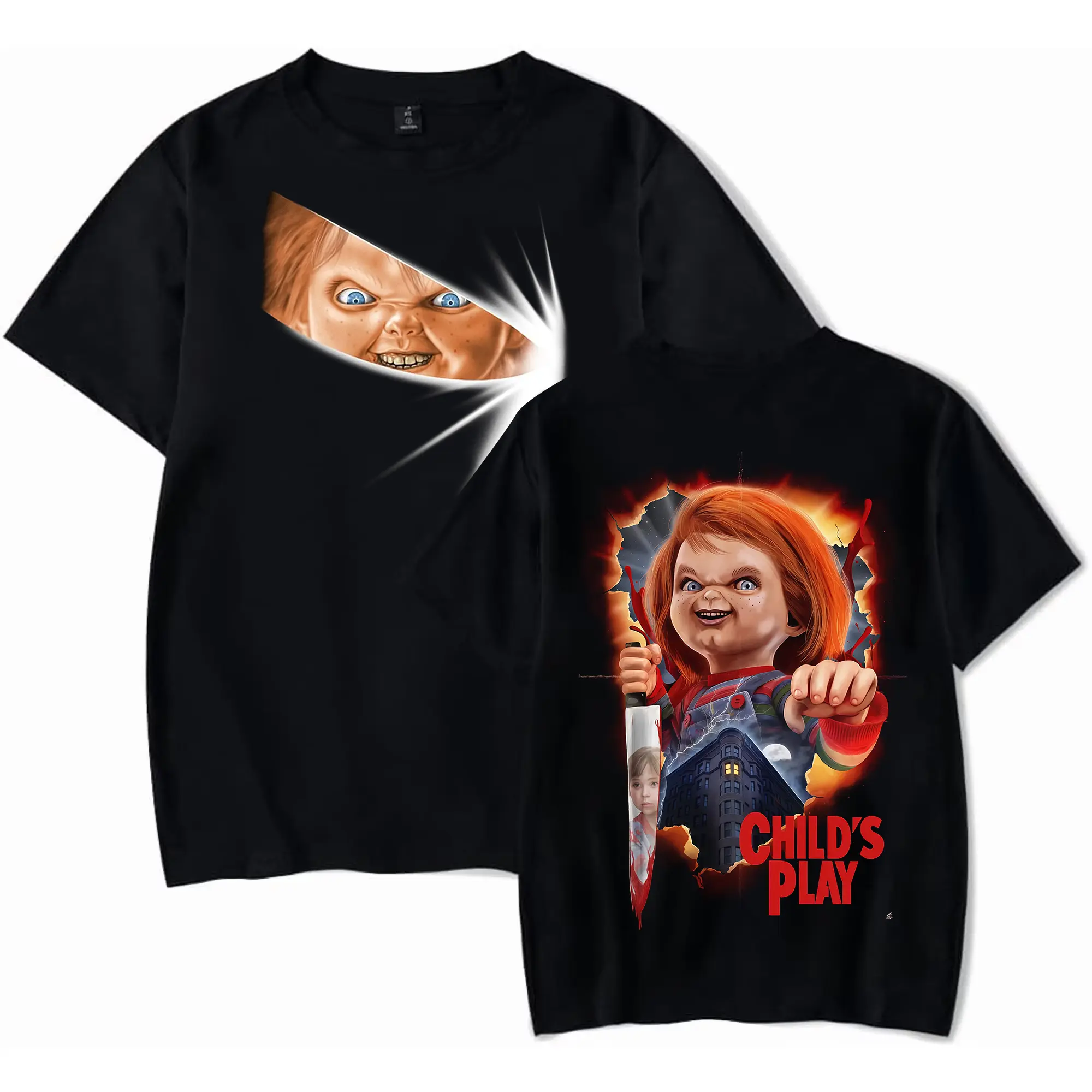 Men's Unisex Chucky Graphic T-Shirt - High-Quality, Oversized Fit, Classic All Over Print, Alternative Gothic Grunge Style Basics - Ideal Gift for Valentine's Day, Chinese New Year, Children's Day, Childrens Day, Valentines Day