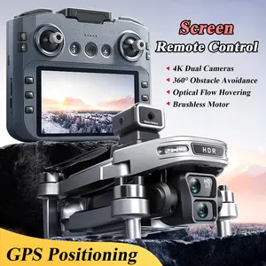 Foldable GPS RC Drone with 4K Dual Cameras, 4.5 Inches Screen Remote Control, 64G Memory Card and Card Reader, Trajectory Flight, Surround Flight, Optical Flow Hovering, Brushless Motor, Real-time Image Transmission, One Key/Low Battery Return Flight