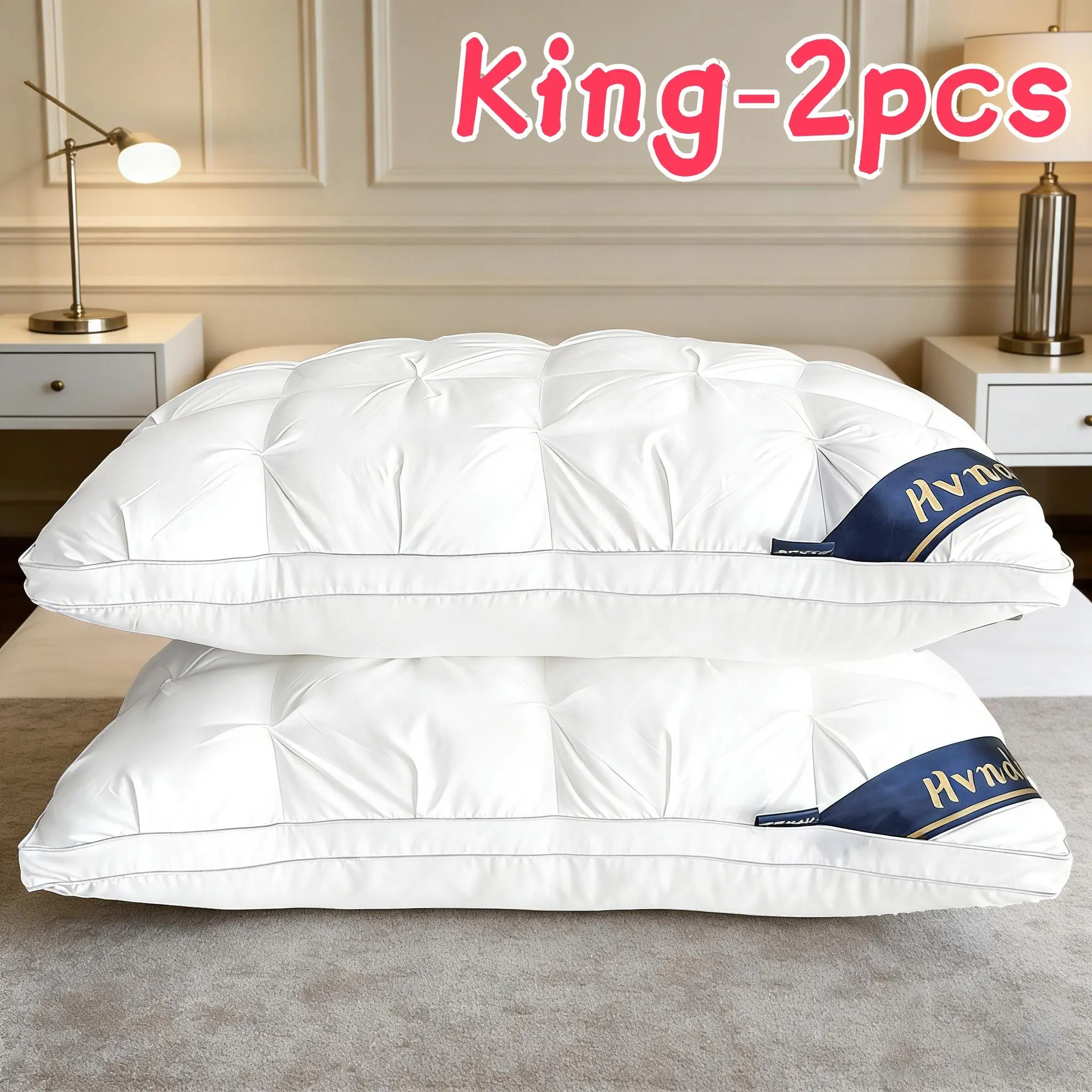 King Hotel Collection Sleeping Pillows – Hypoallergenic Polyester Shell, Microfiber Fill, Neck Support, Year-Round Bedding