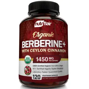 NutriFlair Organic Berberine & Ceylon Cinnamon, Immune Health Support Dietary Supplement, Non-GMO Gluten-Free & Vegan Friendly - 120 Capsules, 1400mg