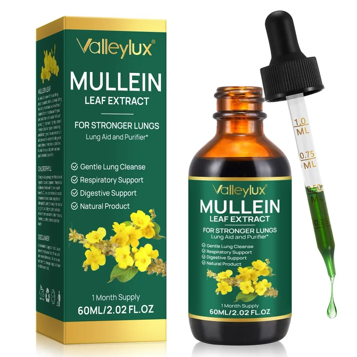 Mullein Leaf Drops with Chlorophyll Extract Drop- Lung Cleanse - Mullein Leaf Extract Mullein Leaf Drops with Chlorophyll Extract Drop- Lung Cleanse - Mullein Leaf Extract