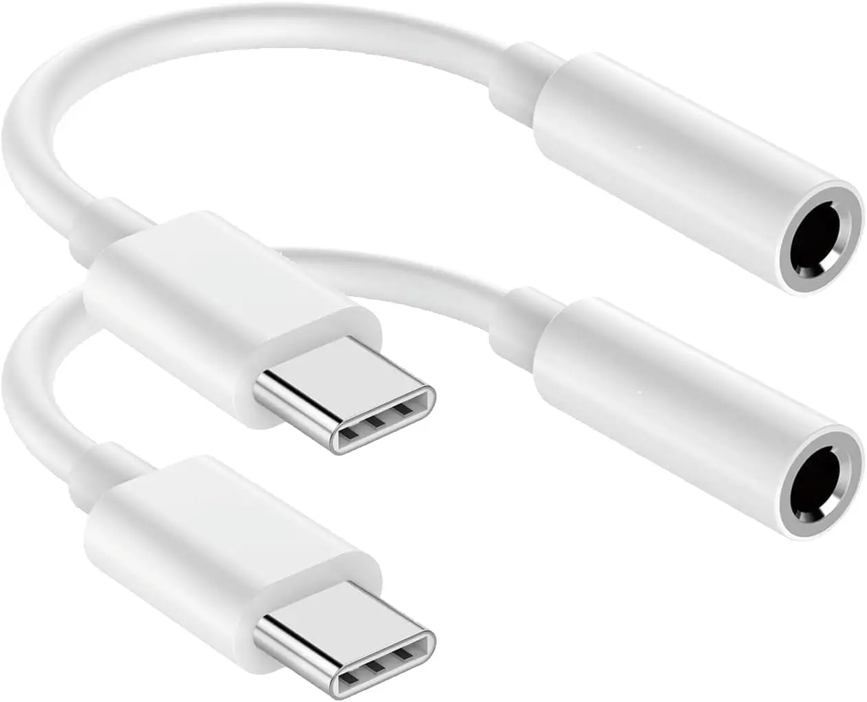 2 Pack Durable Compact USB-C to 3.5mm Headphone Jack Adapter Plug - Aux Audio Dongle for iPhone 17/16/15/15 Pro/15 Pro Max, iPad Pro, MacBook, Samsung S21-24, Pixel 7/6/5 - Connect Devices to Headphones, Headsets, Speakers - Essential Audio Accessory, Hea