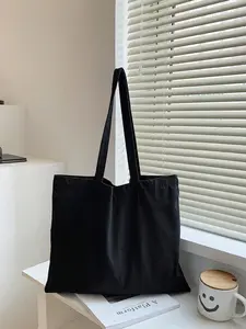 Minimalist Plain Textile Lightweight Tote Bag for Women, Summer Fashionable Large Capacity Shoulder Bag, Casual Trendy Versatile Bag for Daily Use, Fashionable Shopping Bag, Everyday Tote
