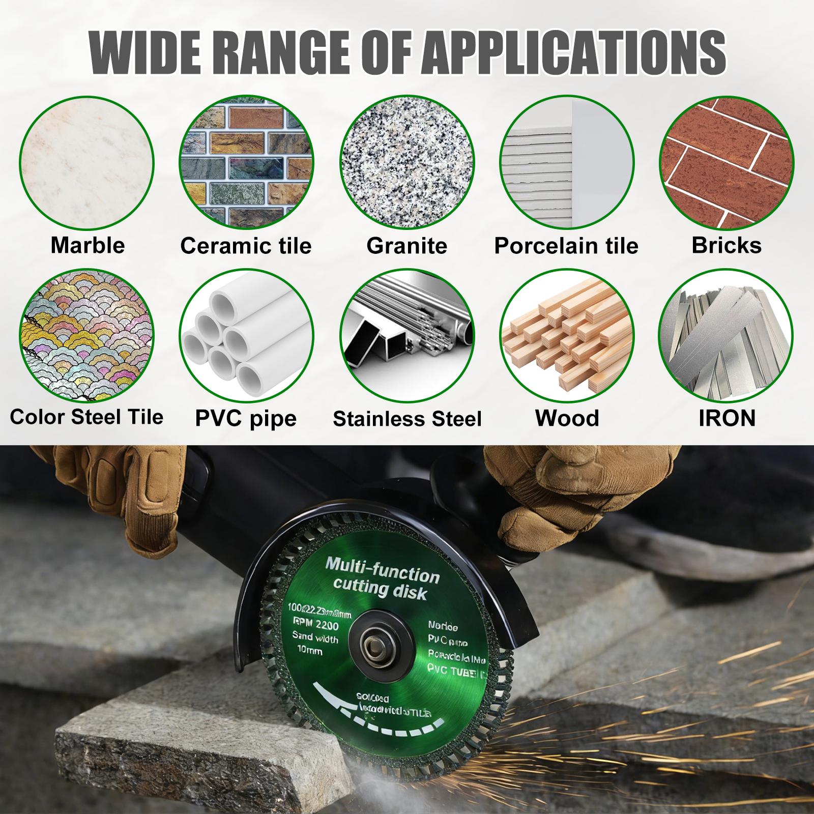 4 Inch Multi-Material Cutting Blade 100x22.23x2mm - Thick Dry Cut Disc for Metal, Tile, Marble, Stone & Plastic - Durable Angle Grinder Wheel for Alloy, Cast Iron, Masonry Construction