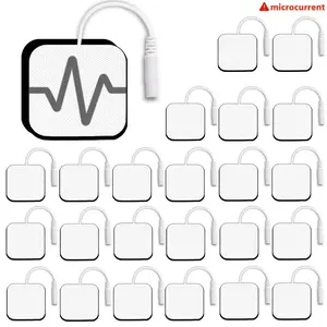 24pcs Tens Unit Electrodes Massage Pads, Electrotherapy Muscle Stimulation, Latex-Free, Compatible with Tens Machines, 2mm Pin Connector Leads, Fits Auvon Tens, Tens 7000, Etekcity, Nicwell Care Tens