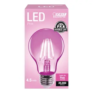 Feit Electric 4.5 Watt Clear Glass A19 Pink Filament Dimmable LED Light Bulb