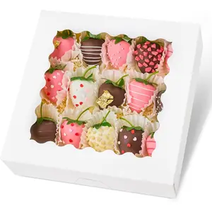 20 PCS Pie Boxes, 9 x 9 x 2.5 Inches Bakery Boxes with Window, Auto-Popup Cookie Boxes White Treat Boxes for Chocolate Strawberries, Pastries, Muffins, Donuts