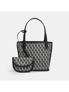 Vintage Large Tote Bag, New Fashion Versatile Trendy Women's Handbag, Graffiti Letter Design, Stylish Market Basket, Geometric Pattern Tote, Fashionable Tote Bag