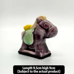 [Handmade Ceramic Horse Figurine Collection] Multi-Color Eastern Blessing Home Decor (Blooming Luck/Prosperity/Soaring/Emerald/Scarlet Ambition/Purple Sancai) Kiln-Changed Fortune Figurine for Living Room/Office/Gifts