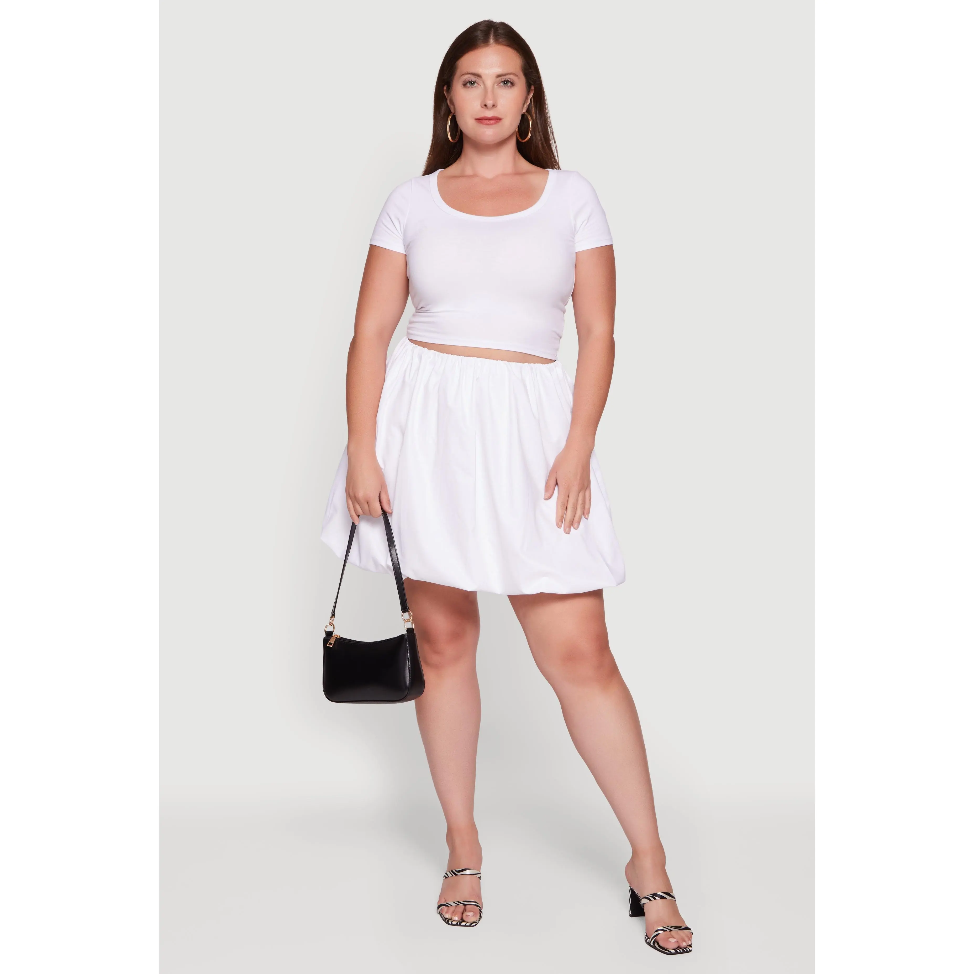 Plus Size Poplin Mini Bubble Skirt