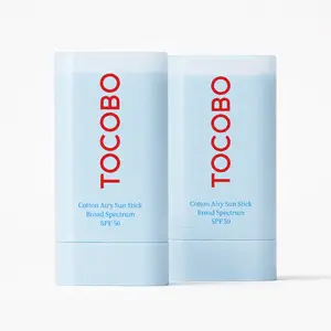TOCOBO Cotton Airy Sun Stick 2Pack- SPF 50 Broad Spectrum Korean Matte Sunscreen Stick for Face - Travel Size Sebum Control Sunblock -Vegan, Lightweight, Non-Sticky 0.67 oz