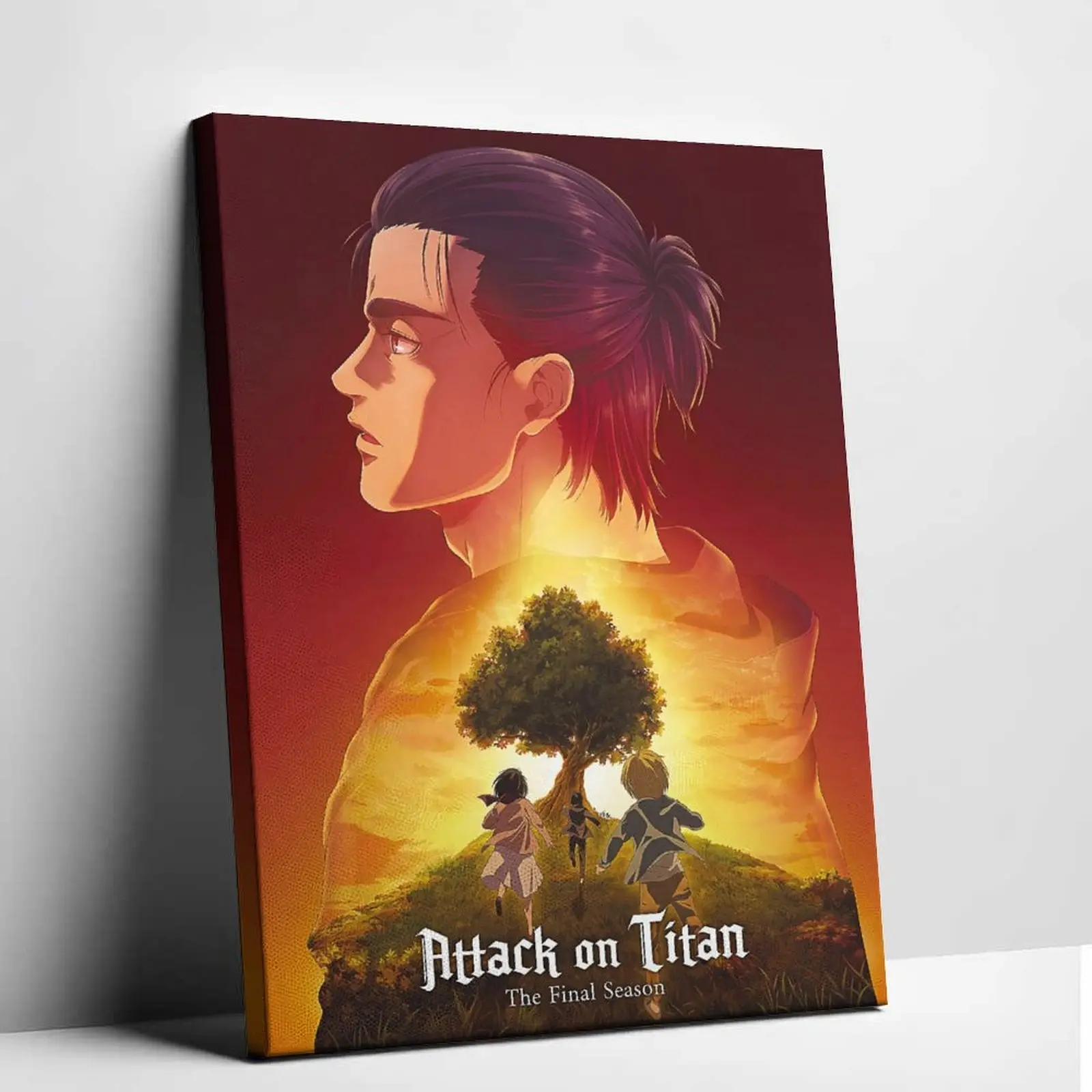 Attack on Titan Eren Yeager Canvas Painting - Vintage Japanese Manga Comic Art Character Poster, Otaku Style Anime Room Wall Decor, Fan Gift for Home Office Bedroom, Fans, Anime Gift Ideas