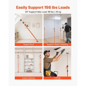 VEVOR Cabinet Jack Support Pole, 2-Pack, 49.2-114.6 Inch Steel Telescopic Quick Support Rod, Adjustable 3rd Hand System up to 198 lbs Capacity for Installing Cabinets, Lifting Drywall, Cargo Bars