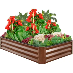 Best Choice Products 6x3x1ft Outdoor Metal Raised Garden Bed for Vegetables, Flowers, Herbs, Plants