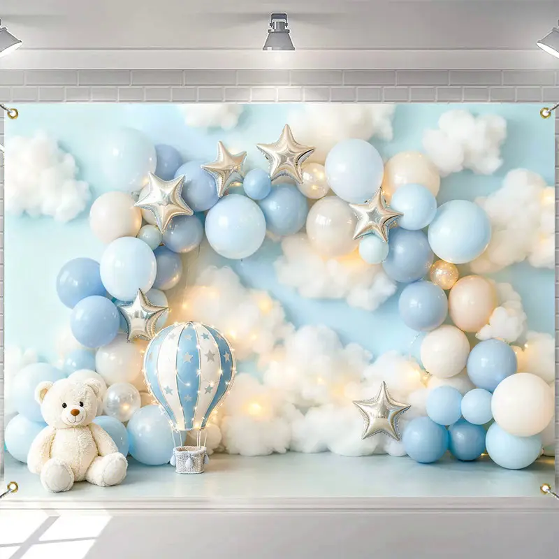 LS Beary First Birthday Backdrops Kids Baby Cake Smash Props Child Adult Photocall Decors Balloons Decors Backgrounds