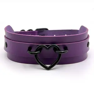 PU Leather Collar with Black Heart
