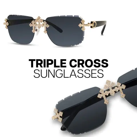 MaxBling81 Unisex Borderless Cross Motif Aviator Sunglasses - 5.5in Width, Polycarbonate Frame, UV Protection Lenses, Trendy Casual, Gender Neutral Men's, FDA Approved Eyewear Fashion Accessory