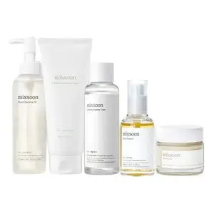 [mixsoon] Glass Skin Essential Skincare Routine Set | Bean Cleansing Oil + Centella Cleansing Foam + Centella Asiatica Toner + Bean Essence + Bean Cream