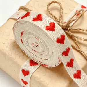 Heart Print Ribbon Gift Wrapping Cord, Handmade DIY Bow String, Valentine's Day Heart Ribbon Decor, Cake Birthday Box Packaging