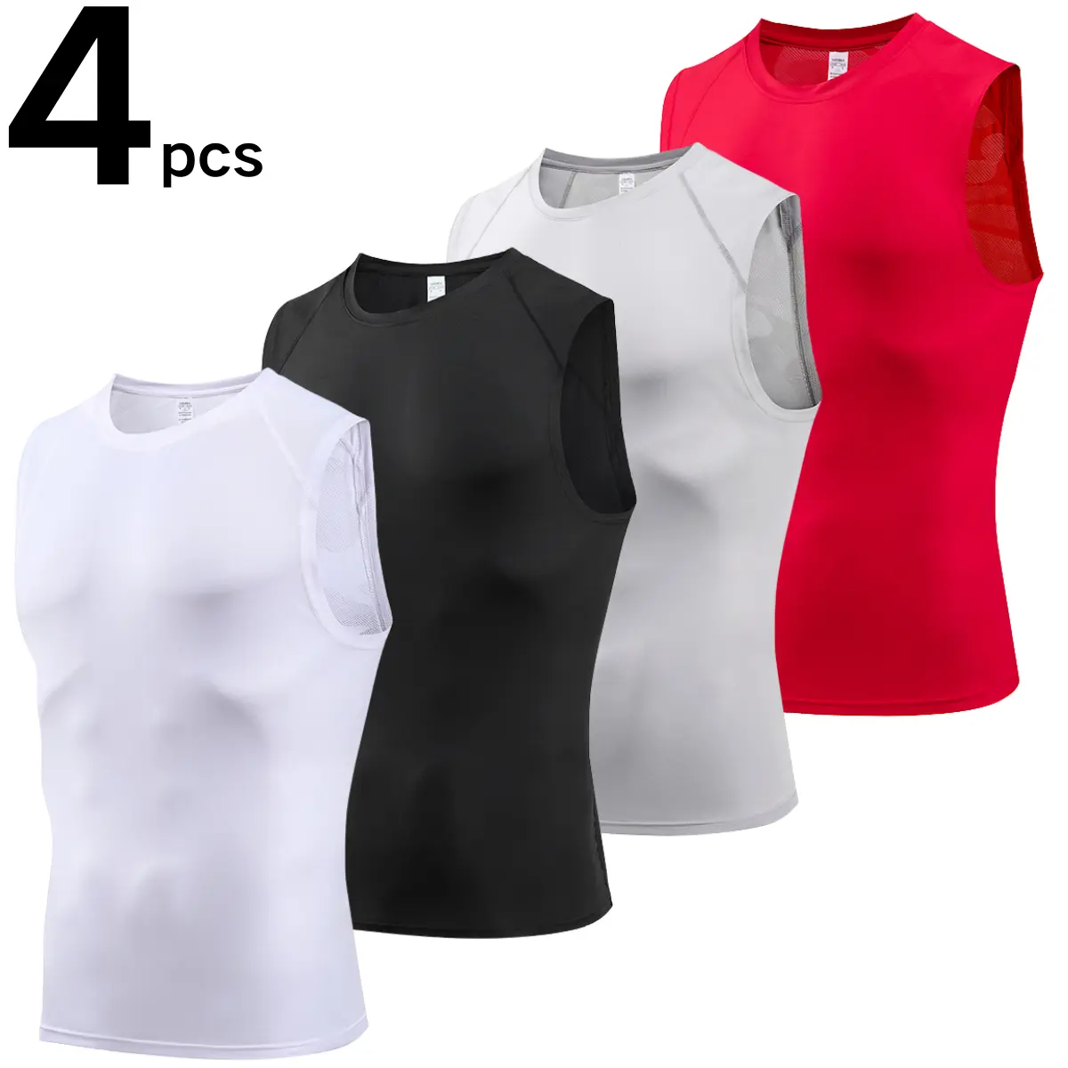 Men's Athletic Compression Tank Top - Compression Shirts, Sporty T-Shirts, Seamless Vest, Dry Fit Sleeveless, Breathable Textured Fabric, Contoured Fit for Yoga & Gym Active Wear