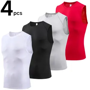 Sleeveless compression tank with breathable textured fabric and contoured fit for active wear