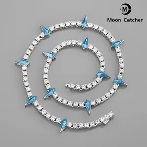 Hip hop new oil dripping Black Panther necklace luxury diamond studded men's collarbone chain accessory exclusively for letter cerberus