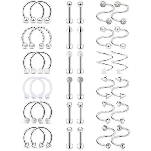 Tragus Earrings 16g Stainless Steel Horseshoe Lip Rings  Tragus Helix Rook Cartilage Earrings Studs Ring Medusa   8mm 36 count