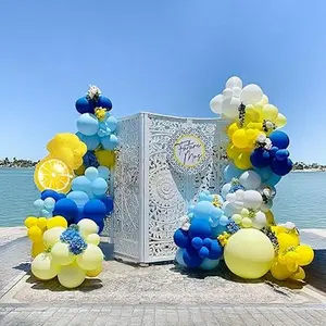 Blue Yellow Balloon Garland Arch Kit 136 Pcs with Lemon Foil Balloons for Bridal Shower Decorations Main Party Supplies Thick 2.2g Eco-Friendly Balloons