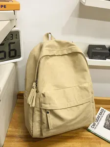 1pc  Men's backpack with solid color and clean color, zipper closure, fashionable and versatile, casual and simple, suitable for students to go to school, campus travel, work and commuting, men's backpack, Traveler Essentials Backpack