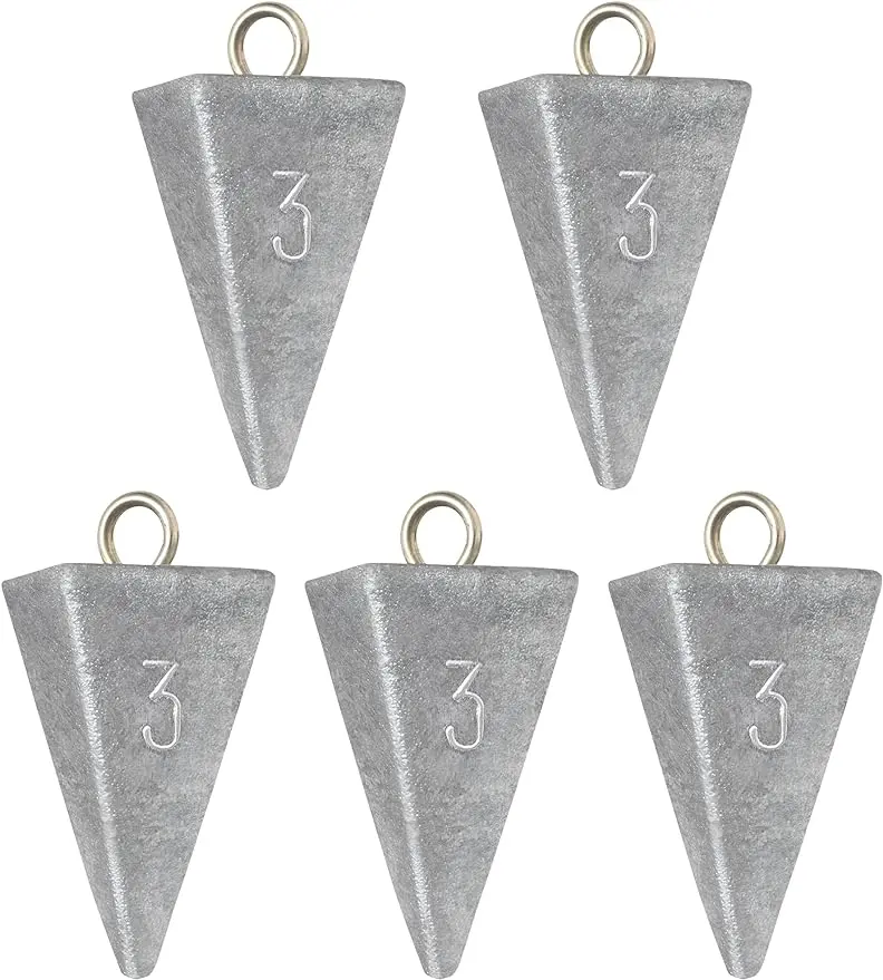 BLUEWING 2lb Box Pyramid Fishing Sinker Weights 3-16oz Lead Weight Saltwalter Fishing Weights for Surf Fishing