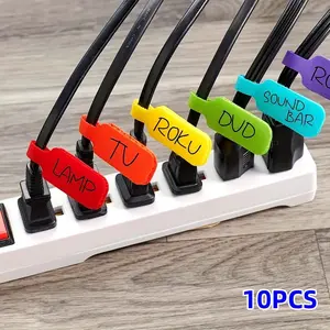 10pcs Multicolor Cable Labels, Durable Nylon Rope Organizer Straps, Writeable Surface, Ideal for Electronics, Computers, Cable Management Markers, Desk Accessories